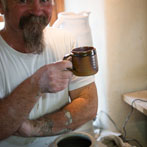 Nic Collins and Sabine Nemet in their pottery 2016